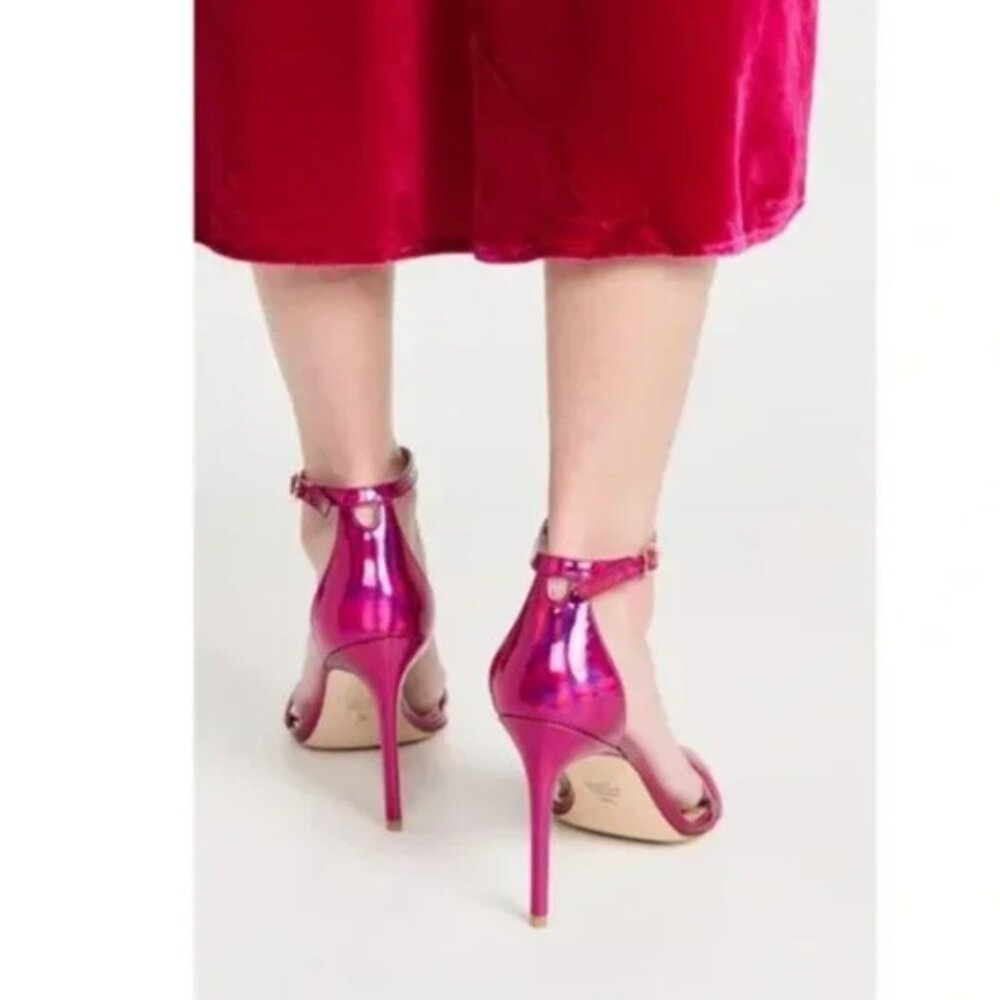 Stuart Weitzman Pink Iridescent Ankle-Strap Stiletto Sandals - Picture 3 of 10
